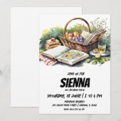 サマー ピクニックの食べ物と本の招待状 招待状 (正面/裏面)