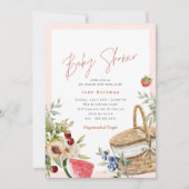サマー ピクニック | かわいい ピンクの女の子のベイビー シャワー ブランチ 招待状 (正面)
