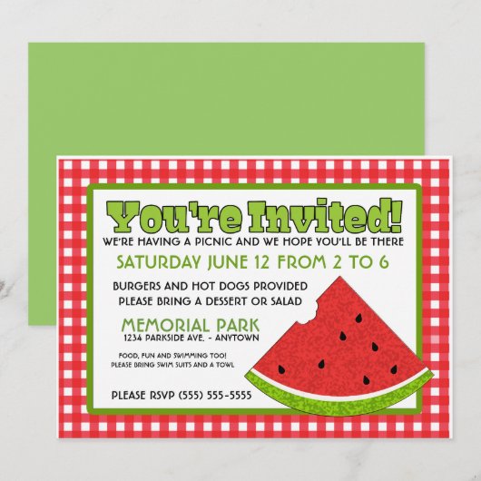 サマー ピクニック 招待状 (正面/裏面)