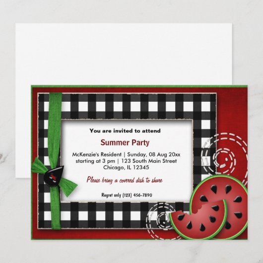 サマー ピクニック 招待状 (正面/裏面)