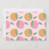 サマー ピンクの桃の花柄フルーツ誕生日パーティー 招待状 (裏面)