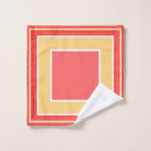 サマー ピーチ ジオメトリック ブロック パターン バスタオルセット (ウォッシュタオル)