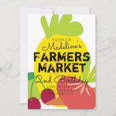 サマー ファーマーズ マーケットの野菜や果物 招待状 (正面)