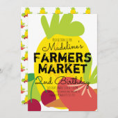 サマー ファーマーズ マーケットの野菜や果物 招待状 (正面/裏面)