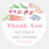 サマー ファーマーズ マーケット ガール ベビー シャワー フェイバー ラウンドシール (正面)