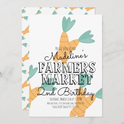 サマー ファーマーズ マーケット ニンジン 野菜 招待状 (正面/裏面)