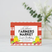 サマー ファーマーズ マーケット 野菜 ピクニック 誕生日 ポストカード (スタンド正面)