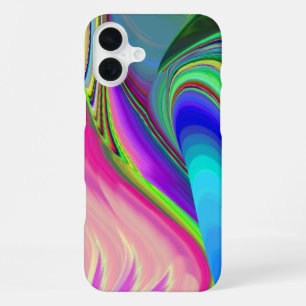 サマー フィーリング、抽象的な3D レインボーアート iPhone 16 PLUSケース