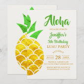 サマー フォイル ゴールド ジオメトリック パイナップル | 誕生日 招待状 (正面/裏面)