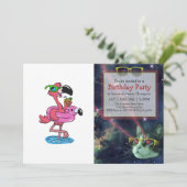 サマー フラミンゴの漫画 | 背景色を選択 招待状 (スタンド正面)