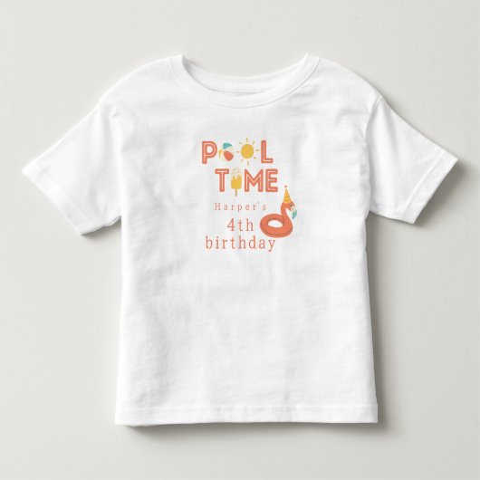 サマー フラミンゴ アイスポップ 子供の誕生日 プールパーティー トドラーTシャツ (正面)