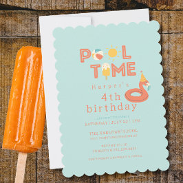 サマー フラミンゴ アイスポップ 子供の誕生日 プールパーティー 招待状