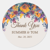 サマー フラワーのエレガントな感謝 ラウンドシール (正面)