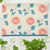 サマー フローラル グレープフルーツ – Coastal Citrus Design キッチンタオル (折り畳み)