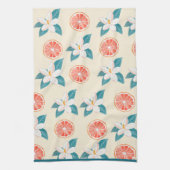 サマー フローラル グレープフルーツ – Coastal Citrus Design キッチンタオル (縦)