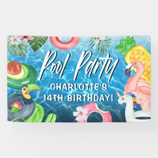 サマー フン プール パーティー 誕生日 バナー 横断幕 (横)