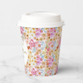 サマー ブルーム フラワーバタフライ ブライダル シャワー カスタム 紙コップ (左)