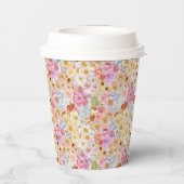 サマー ブルーム フラワーバタフライ ブライダル シャワー カスタム 紙コップ (裏面)