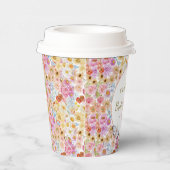 サマー ブルーム フラワーバタフライ ブライダル シャワー カスタム 紙コップ (右)