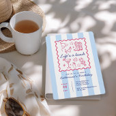 サマー ブルー ストライプ ビーチ ライフ バースデー パーティー 招待状