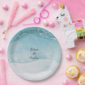 サマー ブルー ビーチ ウェディング ペーパープレート (パーティー)