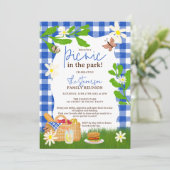 サマー ブルー ファン ピクニック 公園 ファミリー リユニオン 招待状 (スタンド正面)