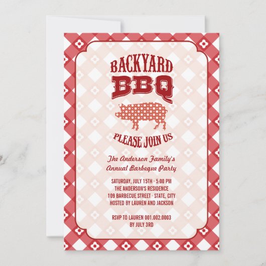 サマー プリード 豚の焼肉 バックヤード バーベキュー BBQ パーティー 招待状 (正面)