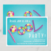 サマー プールパーティー プールフロート ご招待 招待状 (正面/裏面)