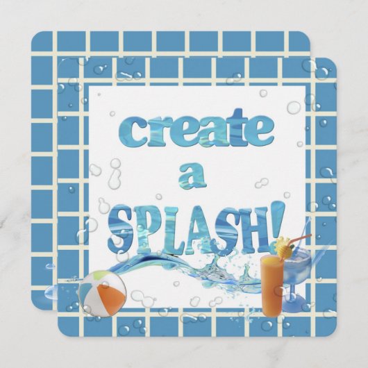 サマー プールパーティー 招待状 (正面/裏面)