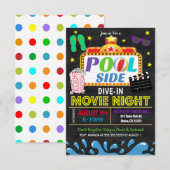 サマー プール ダイブ イン 映画パーティー 招待状 (正面/裏面)