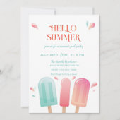 サマー プール パーティー バックヤード BBQ バッシュ 招待状 (正面)