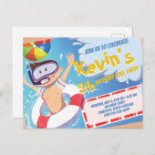 サマー プール パーティー バースデー インビテーション (正面/裏面)