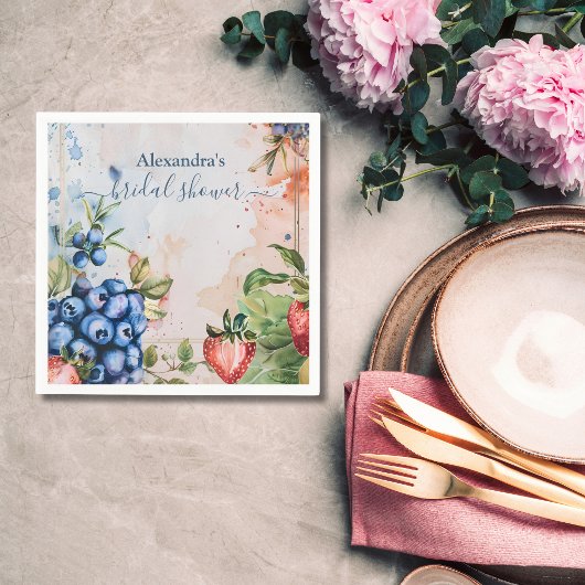 サマー・ベリー・スウィート・ストロベリー・ブライダルシャワー スタンダードカクテルナプキン