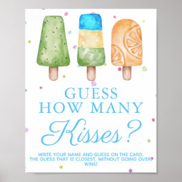 サマー・ボーイ・ベビーシャワーゲーム キスの数当て ポスター