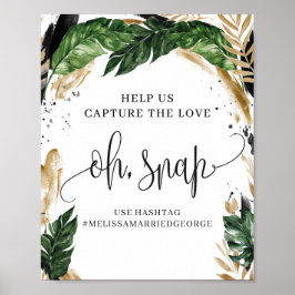 サマー ボーホー トロピカル リーフ ゴールド オー スナップ サイン