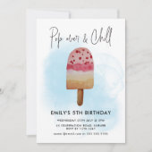 サマー ポップオーバー & チル ポップシクル パーティー 誕生日 招待状 (正面)