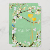 サマー ミント グリーン フローラル ウェディング 招待状 (正面/裏面)