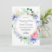 サマー・メドウ・ワイルドフラワー エレガントな花のエンゲージメント 招待状 (スタンド正面)