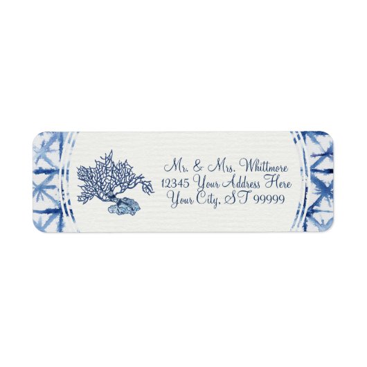 サマー モダン ダスティーブルー＆ホワイト ブライダルシャワー ラベル (正面)