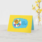 『サマー・ライオン・イン・ザ・プール・グおもしろいリーティング・カード』 カード (黄色い花)