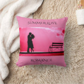 「サマー・ラブ」ピンクの装飾用クッション。 クッション (ブランケット)