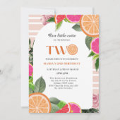 サマー リトル キューティー オレンジ シトラス 2歳の誕生日 招待状 (正面)