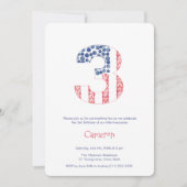 サマー レッド ホワイト ブルー ガーデン 3歳の誕生日パーティー 招待状 (正面)