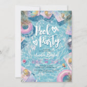 サマー レトロ ディスコ スイート16 プール ヴィブス パーティー 招待状 (正面)