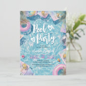 サマー レトロ ディスコ スイート16 プール ヴィブス パーティー 招待状 (スタンド正面)