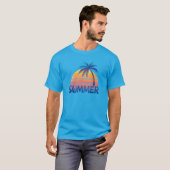 サマー レトロ 日没 ヤシの木 Tシャツ (正面フル)