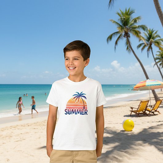 サマー レトロ 日没 ヤシの木 Tシャツ