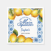 サマー レモン ブライダル シャワー ペーパー ナプキン スタンダードカクテルナプキン (正面)