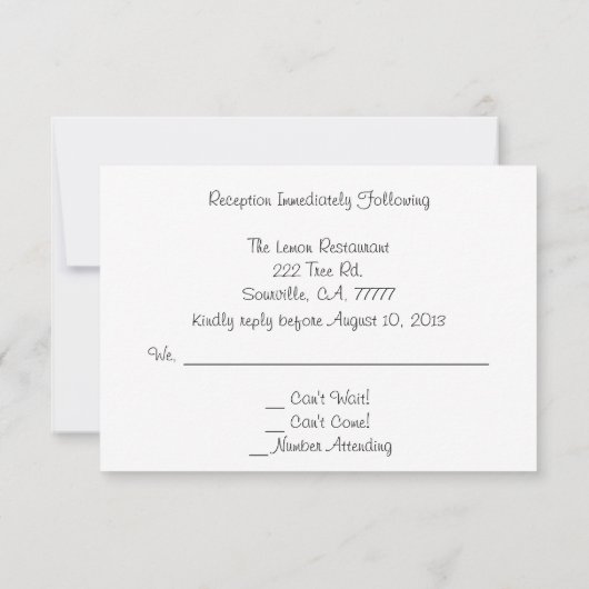 サマー ローズ ウェディング レセプション 返信カード 招待状 (裏面)