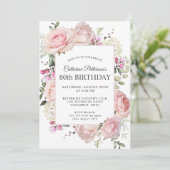 サマー ローズ ガーデン フラワーズ 80歳の誕生日パーティー 招待状 (スタンド正面)